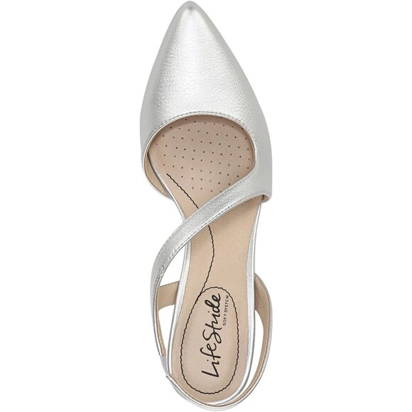 LifeStride Women Silver Faux Leather Closed Pointed Toe Santorini Dress Pump - Picture 8 of 9